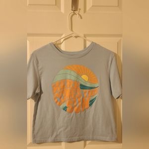 Love Tribe light blue t-shirt: Here Comes the Sun design, size small
